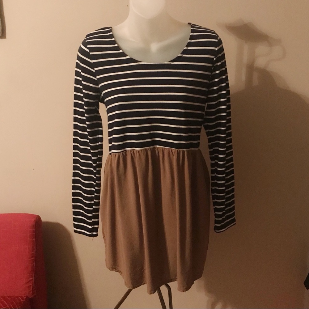 Umgee tan and striped tunic